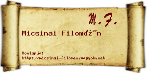 Micsinai Filomén névjegykártya